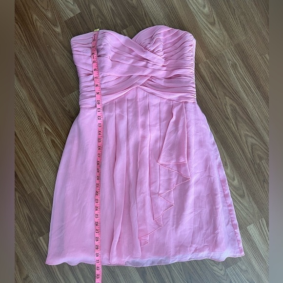 Davids Bridal Dress Strapless Crinkle Chiffon Cascade Bridesmaid - Picture 7 of 11